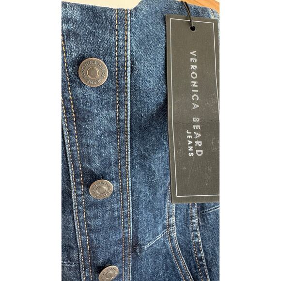 Veronica Beard Liza Strapless Denim Midi Dress Dark Stone Size 0 NWT - Picture 11 of 12